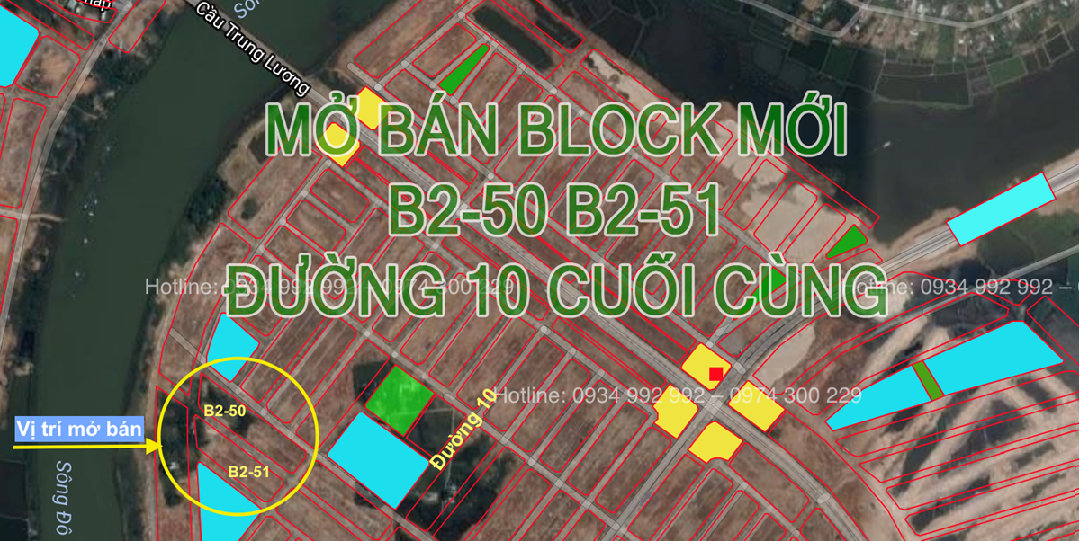 Mở bán 2 block đường 10 cuối cùng Nam Hoà Xuân B2-50 và b2-51